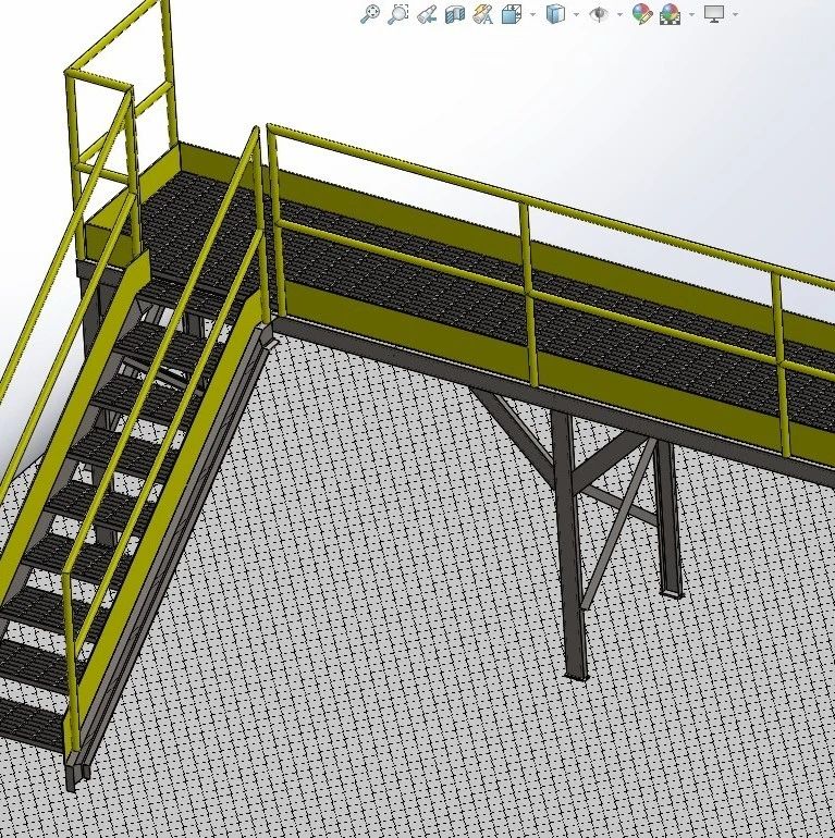【工程机械】维修平台工厂设备维护平台3D图纸 Solidworks设计