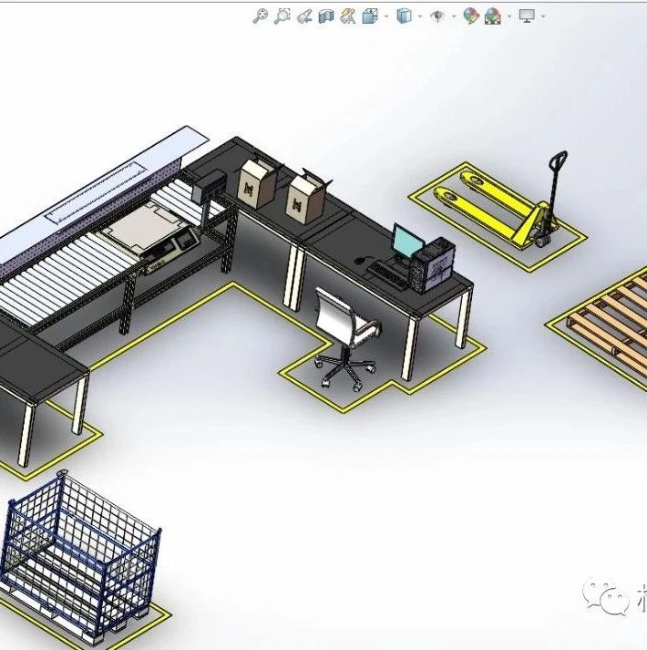 【工程机械】工厂流水线布局设计模型三维图纸 Solidworks设计