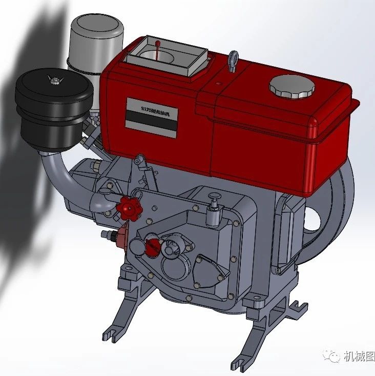 【发动机电机】R175型单缸柴油机模型3D图纸 Solidworks设计