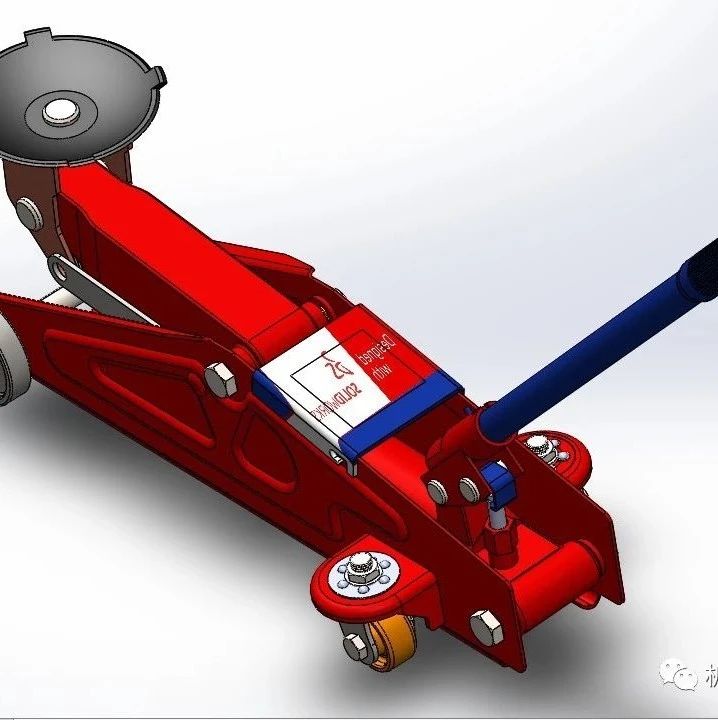 【工程机械】Hydraulic floor jack液压千斤顶3D图纸 Solidworks设计