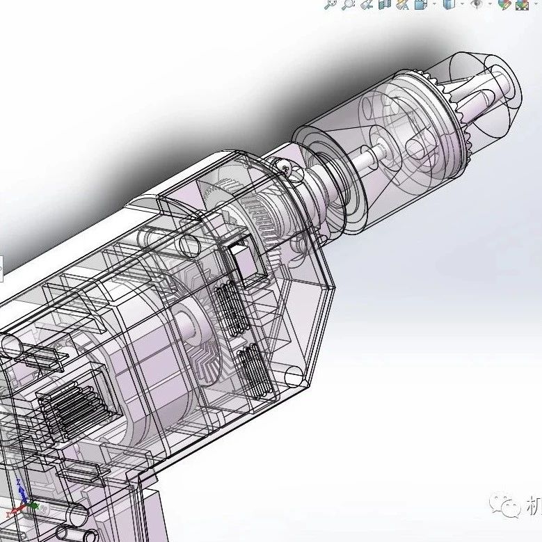 【工程机械】电钻详细内部传动结构模型3D图纸 Solidworks设计 附STP