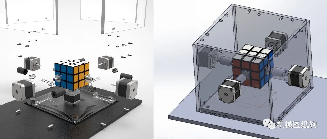 【机器人】rubik-s-cube-solver解魔方机器人3D图纸 Solidworks设计