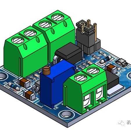【工程机械】pwm脉宽调制电压模块电路板3D图纸 Solidworks设计