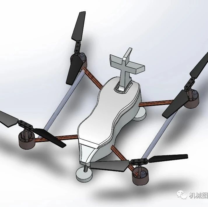 【飞行模型】drone-design简易四轴无人机造型3D图纸 Solidworks设计