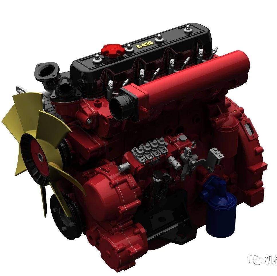 【发动机电机】A-498 4缸柴油发动机3D图纸 igs x_t格式