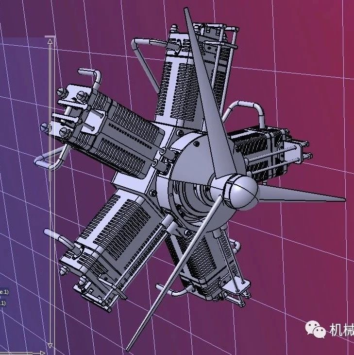 【发动机电机】motor-radial 5缸星形发动机3D数模图纸 STP格式