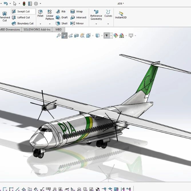 【飞行模型】ATR42飞机运输机模型3D图纸 Solidworks CATIA设计