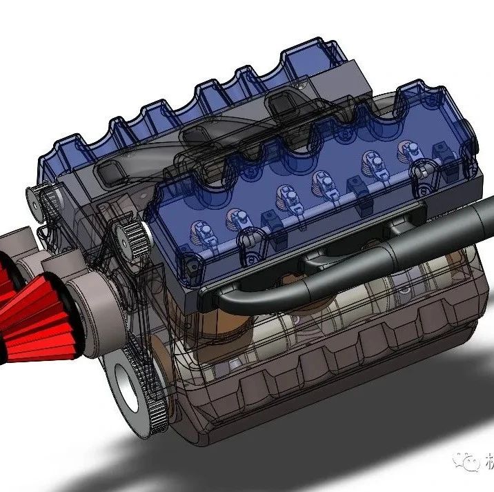 【发动机电机】v6-engine 6缸发动机简易模型3D图纸 Solidworks设计 附IGS