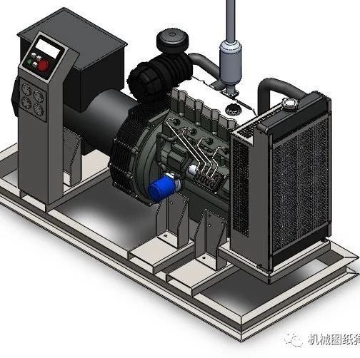 【工程机械】30Kw柴油发电机外形3D图纸 Solidworks设计 附STEP