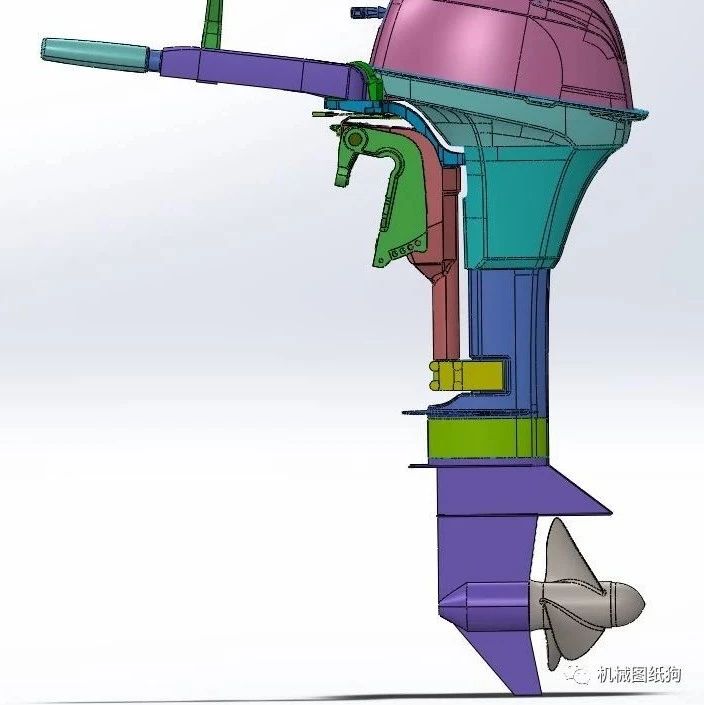 【海洋船舶】9.5hp雅马哈船舶舷外马达3D图纸 Solidwors2020 附STP