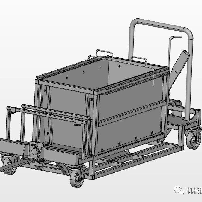 【工程机械】带旋转货柜的手推车3D数模图纸 STEP格式