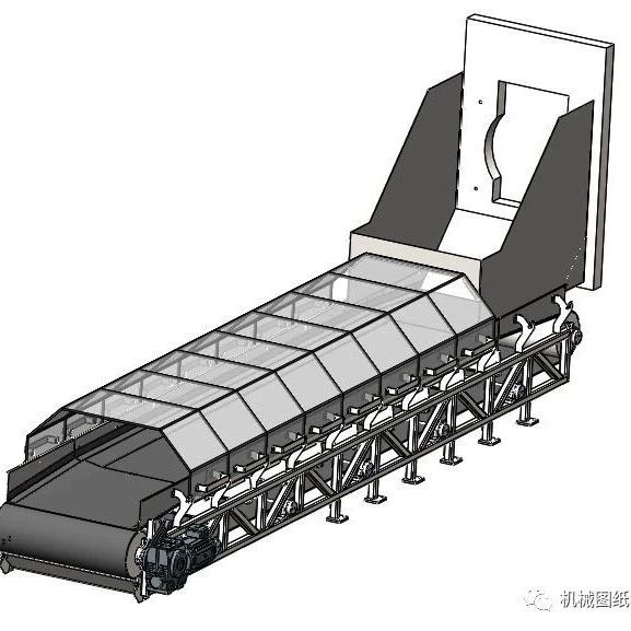 【工程机械】槽式皮带输送机3D图纸 Solidworks设计 附STEP