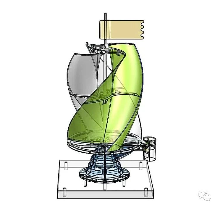 【工程机械】螺旋风力发电机涡轮机3D数模图纸 Solidworks设计 附IGS STEP