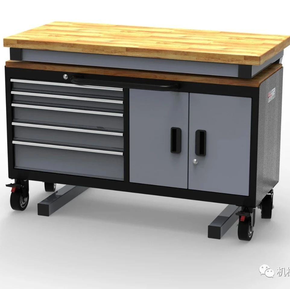 【工程机械】移动式工具柜工作台3D数模图纸 STP格式