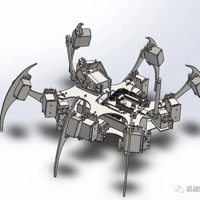 【机器人】爬行六足机器人模型3D图纸 Solidworks设计 附STEP格式
