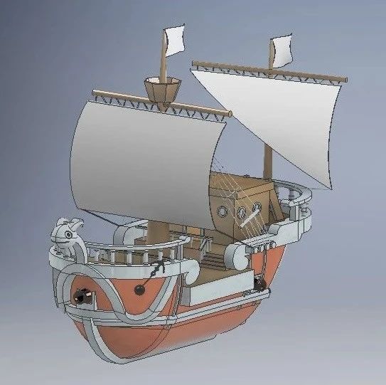 【海洋船舶】卡通Going Merry古代船模型3D图纸 INVENTOR设计