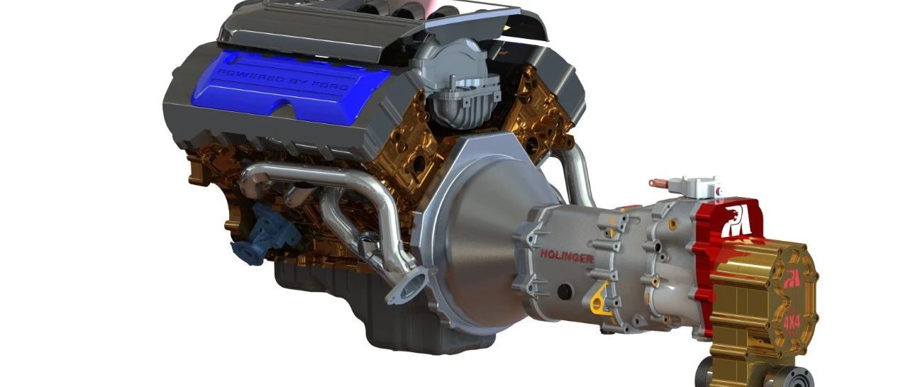 【发动机电机】V8 sxs buggy越野车发动机与分动箱3D图纸