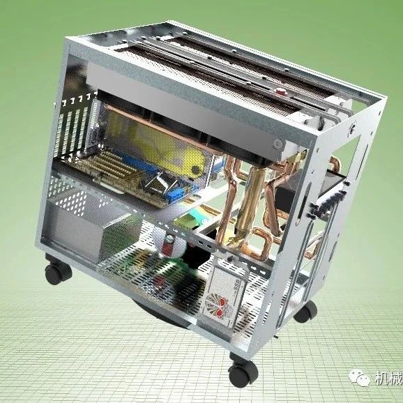 【工程机械】超级水冷电脑机箱模型3D图纸 stp x_b格式
