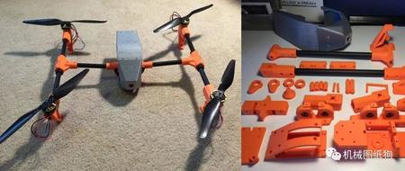 【飞行模型】适合3D打印的悟四轴飞行器无人机3D图纸 CREO设计 附STL