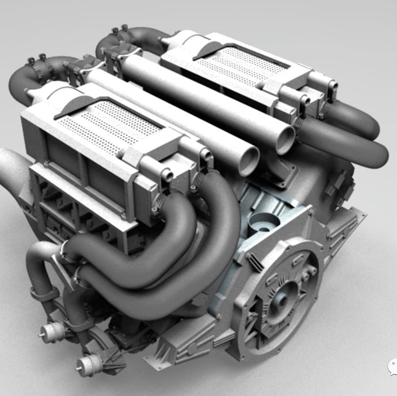【发动机电机】bugatti engine发动机模型3D图纸 STP格式