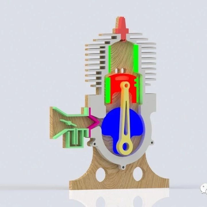 【发动机电机】内燃机简易平面演示模型3D图纸 Solidworks设计