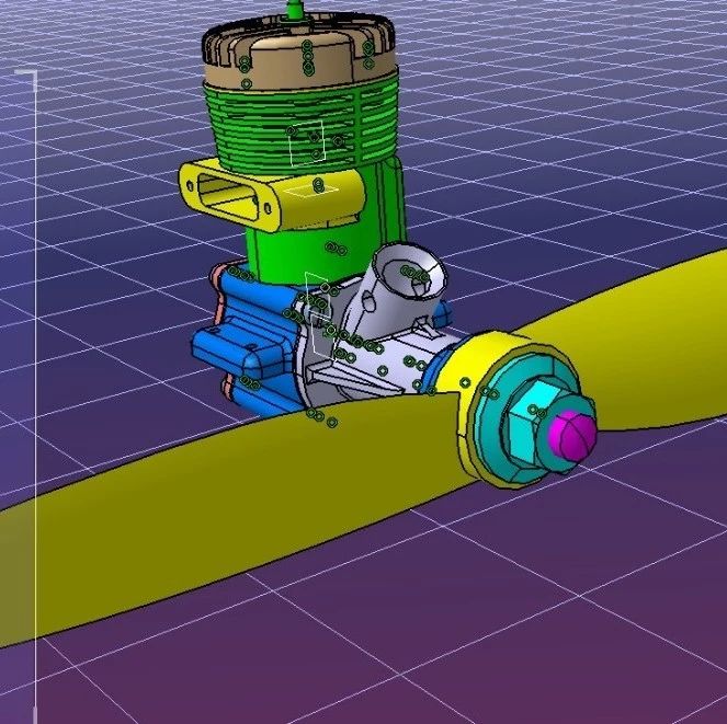 【发动机电机】Modelisme简易单缸发动机模型3D图纸 CATIA设计