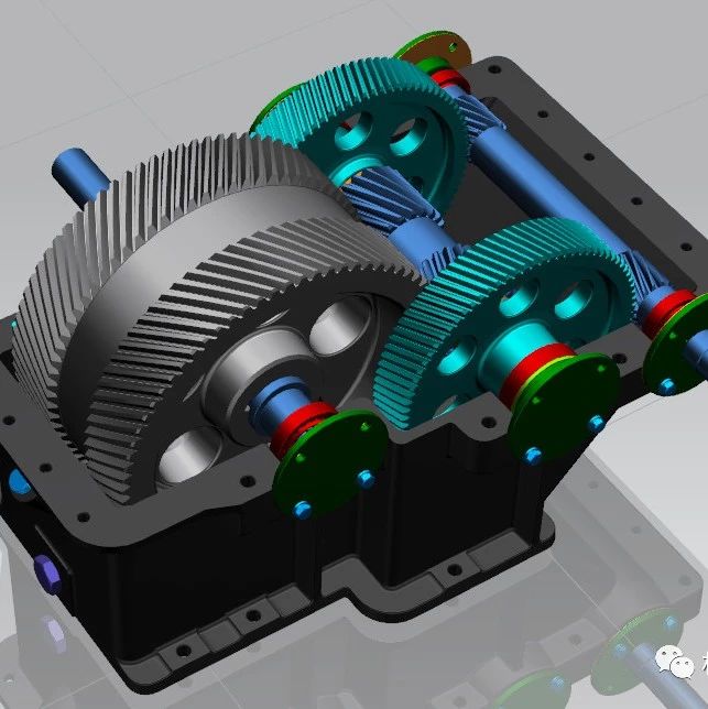 【差减变速器】RED二级斜齿轮减速箱3D图纸 UG设计