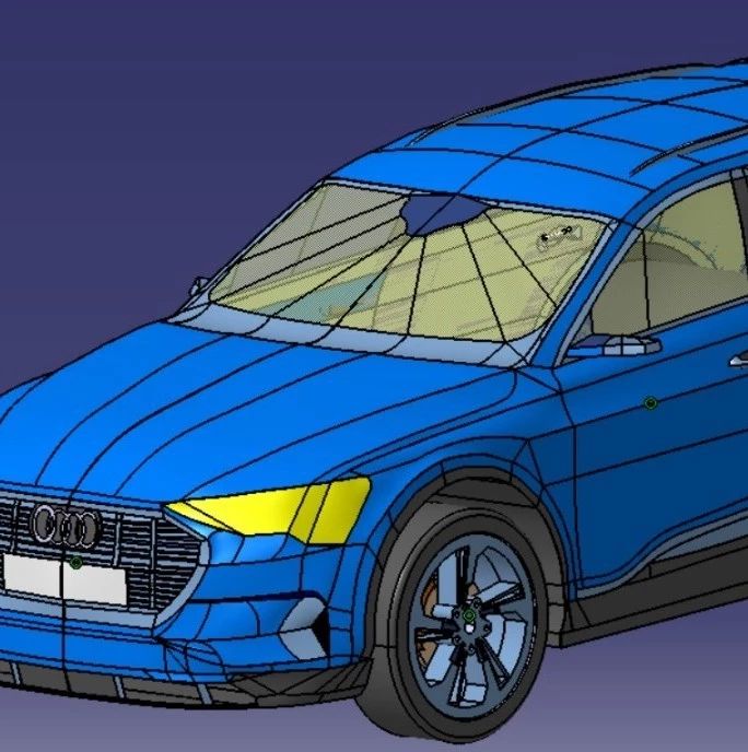 【汽车轿车】Audii-E-Tron奥迪轿车模型简易3D图纸 CATIA设计 附STP格式