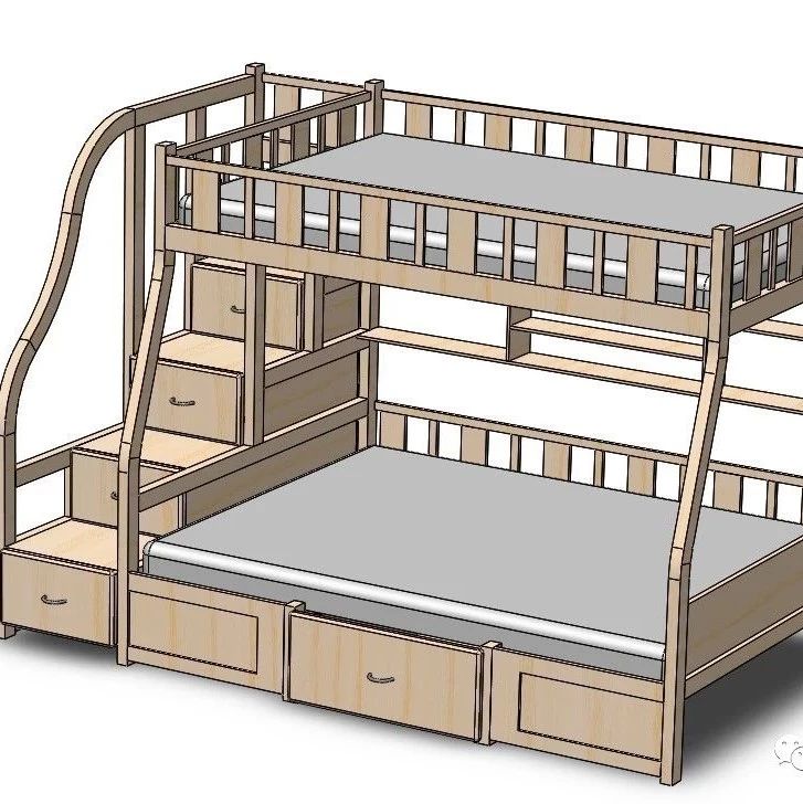 【生活艺术】bunk bed双层上下床模型3D图纸 Solidworks设计
