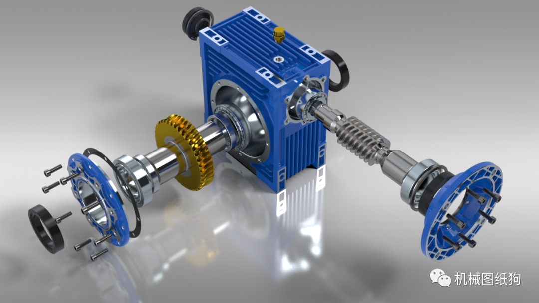 【差减变速器】Worm Gear Reducer蜗轮蜗杆减速电机3D图纸 Solidworks设计_SolidWorks_电机仿真秀干货文章