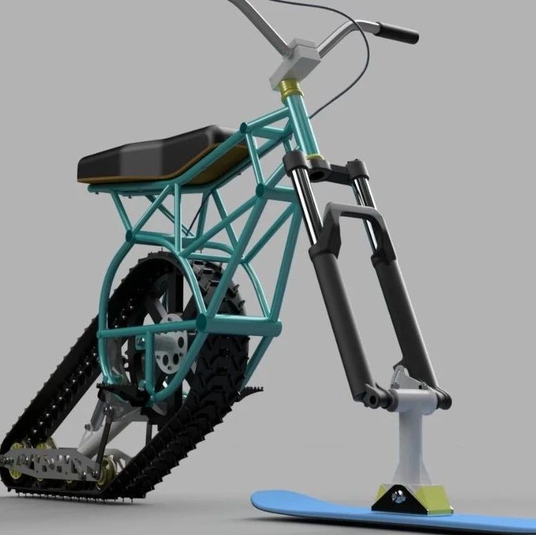 【其他车型】skibike with snowtrack履带雪地摩托车结构3D图纸 step格式