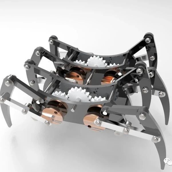【机器人】Spider Robot仿蜘蛛八足结构3D图纸 Solidworks设计