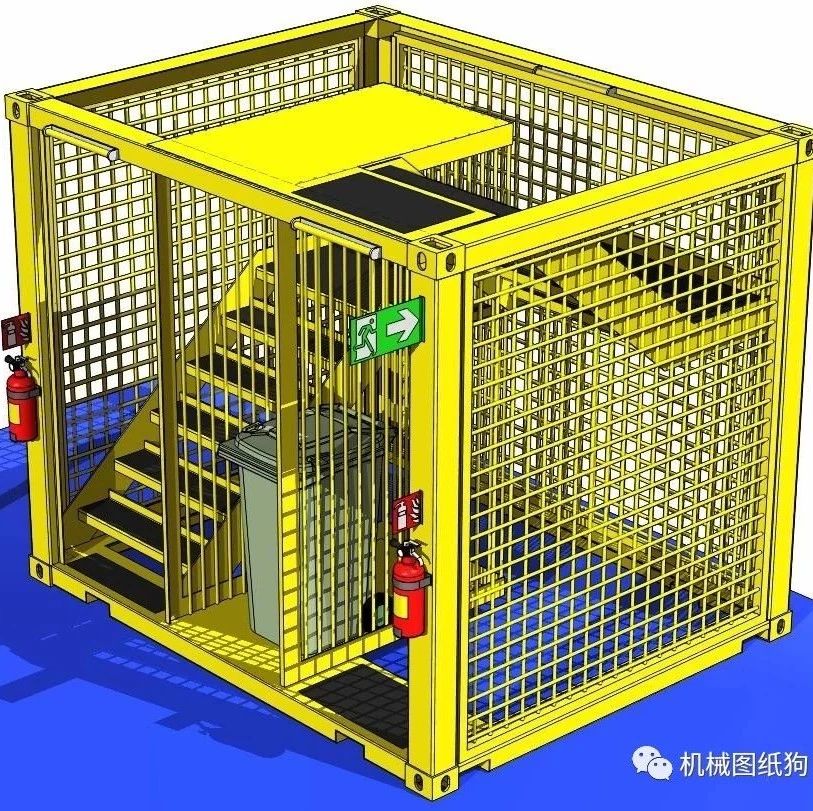 【工程机械】工厂钢结构应急集装箱柜3D数模图纸 STP x_t格式