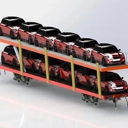 【工程机械】vagonu双层汽车运输机车拖车3D图纸 STEP IGS格式