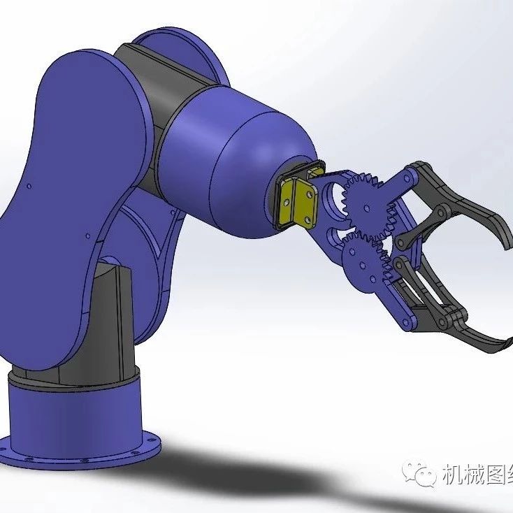 【机器人】robot arm二爪夹持机械臂简易演示结构3D图纸 Solidworks设计