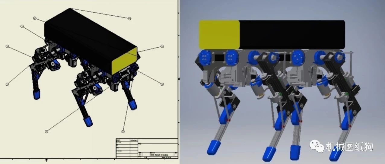 【机器人】James Bruton修改版四足机器狗模型3D图纸 INVENTOR设计 附STP
