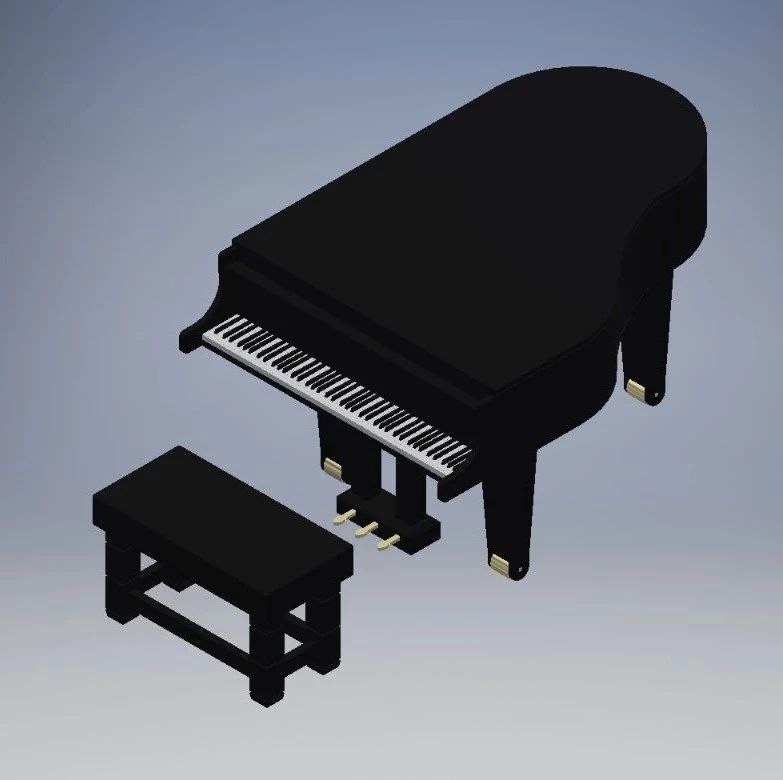 【生活艺术】piano简易三角钢琴模型3D图纸 INVENTOR设计