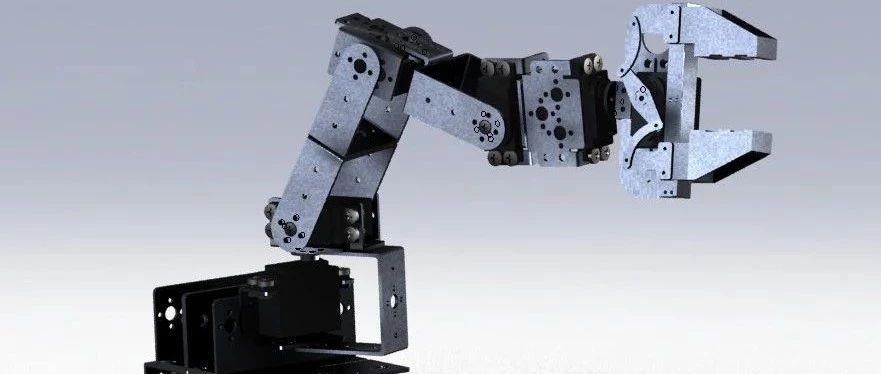 【机器人】伺服机械手(MG995舵机驱动,6自由度,自带夹具)3D图纸 Solidworks