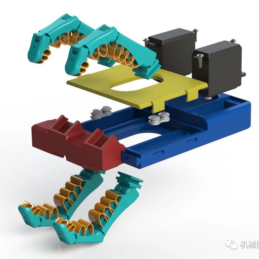 【机器人】myoelectric欠驱动机械手简易结构3D图纸 Solidworks设计