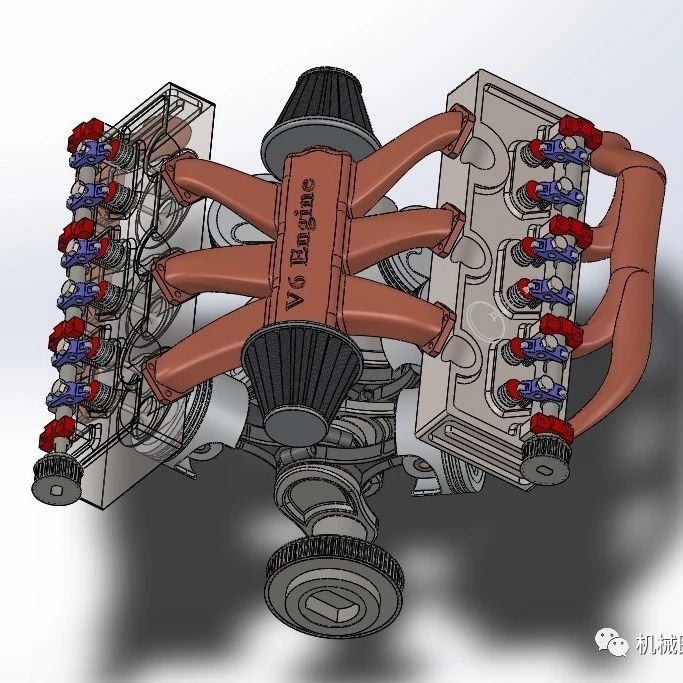 【发动机电机】old V6发动机简易结构模型3D图纸 Solidworks设计