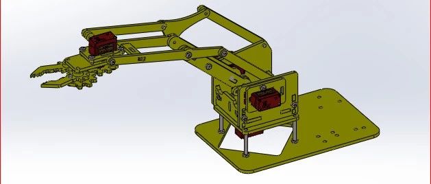 【机器人】ROBOT ARM 4 DOF四自由度机械臂简易模型3D图纸 Solidworks