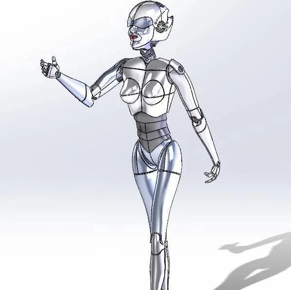 【机器人】女性机器人模型3D图纸 Solidworks设计 附STEP