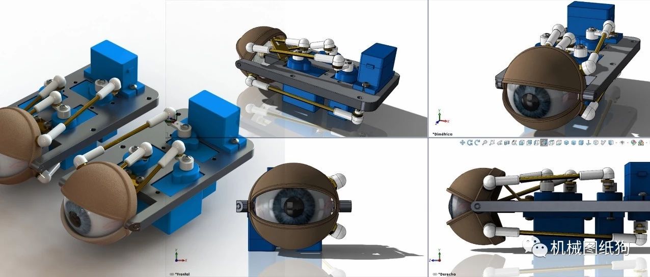 【机器人】机械眼睛控制结构3D图纸 Solidworks设计 附IGS