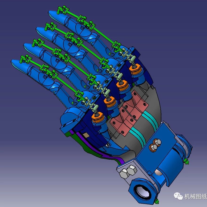 【机器人】Robot hand机械手掌机器人手结构3D图纸 CATIA设计