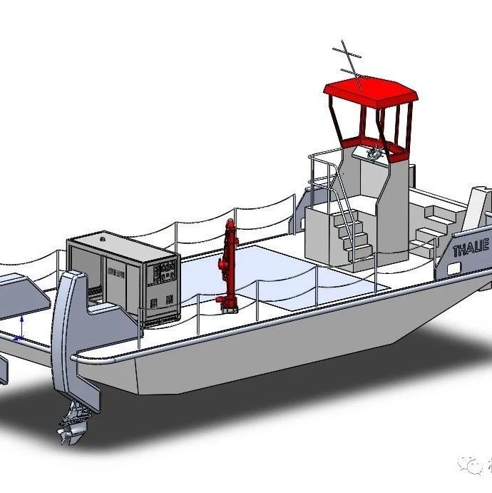 【海洋船舶】简易运输吊船3D数模图纸 Solidworks设计 附STEP