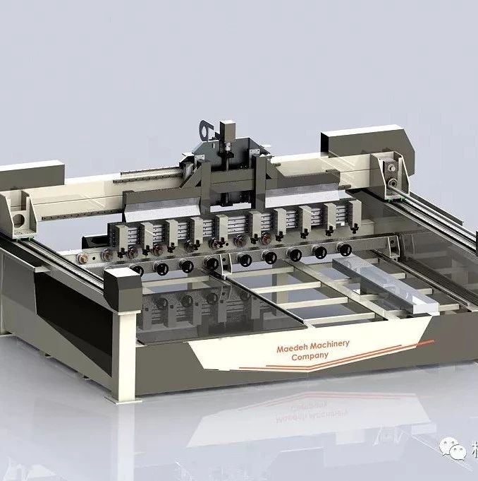 【工程机械】4轴10头CNC数控机床3D数模图纸 STEP格式