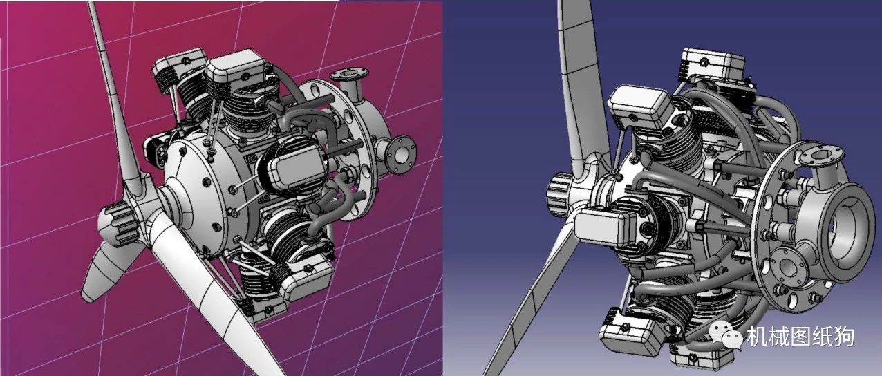 【发动机电机】Radial Engine七缸星型引擎发动机3D图纸 CATIA设计