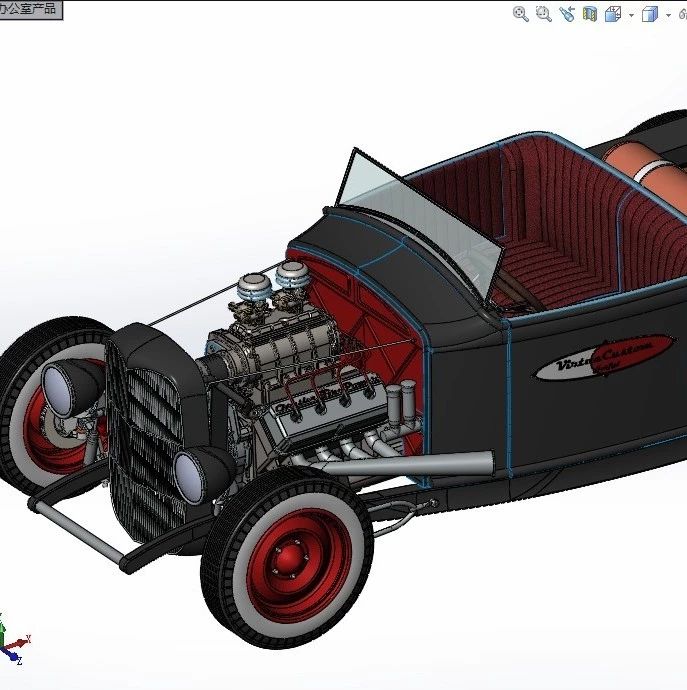 【汽车轿车】经典老爷车HotRod设计图纸 SolidWorks建模 step格式