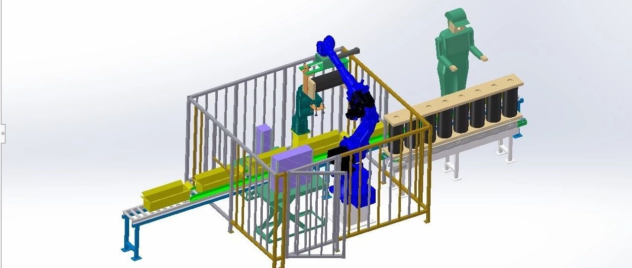 【非标数模】机器人取料装箱线3D数模图纸 Solidworks设计 附STP