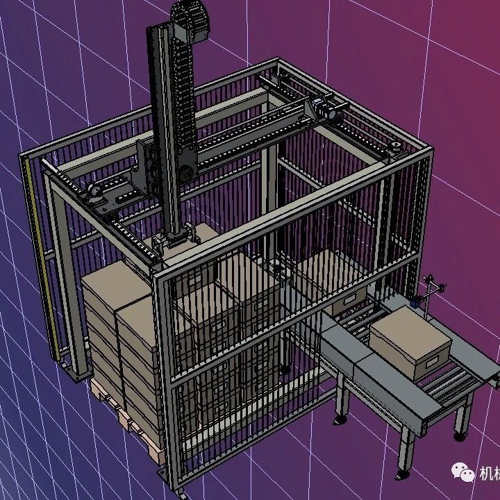 【非标数模】三轴桁架码垛机进型包装盒码垛3D图纸 STP IGS格式